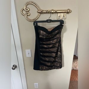 Bebe lace mini dress black/nude size medium